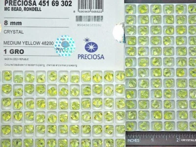 144 Cuentas Bicónicas de Cristal Checo Genuino Preciosa 8 mm Cristal Medio Recubierto Amarillo Foto 1 de 4