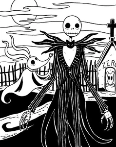 The Nightmare Before Christmas - Original Ink Illustration by Justin Madson - Picture 1 of 2