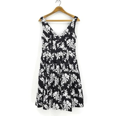 Betsey Johnson Floral Embroidered Dress Womens 8 Black White Sleeveless - Image 1 of 4