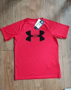 Under Armour Boys Girls T-shirt Tech Big Logo Age UK 5-14 Years Red - Picture 1 of 7