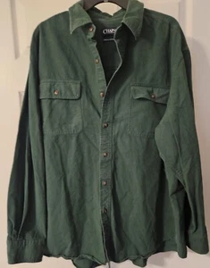UsedCHAPS Shirt Mens 2XChamois WorkshirtButton Up UtilityLong SleeveCotton Green - Picture 1 of 7