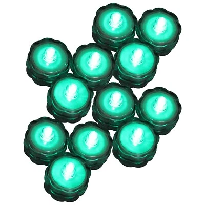 Lote de 12 Turquesa Resplandor Sumergible Impermeable Bajo el Agua Té Luz Boda Foto 1 de 3