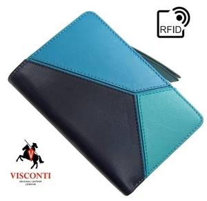 Borsa donna pelle morbida blu RFID designer qualità Visconti nuova con scatola BRC97 - Foto 1 di 8