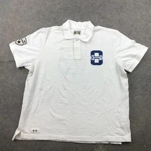 Converse Polo Shirt Mens XL White Blue Embroidered #8 Rugby Short Sleeve - Picture 1 of 9