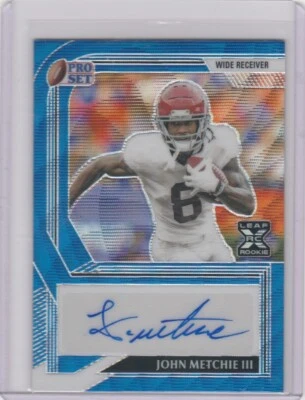 John Metchie III 2022 Leaf Pro Set Metal Blue Wave XRC Auto 02/30 Houston Texans - Image 1 of 2