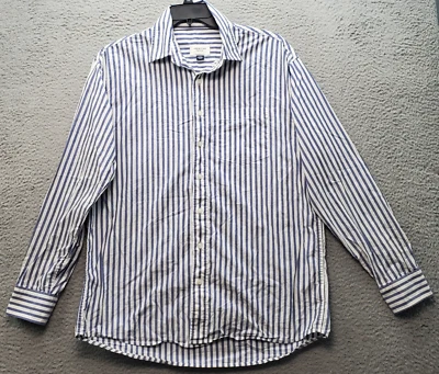 American Eagle Button-Up Shirt Men M Tall Multi Striped Relaxed Fit Chest Pocket - Image 1 of 4