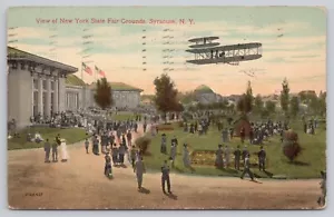 View Of New York State Fair Grounds Syracuse NY Wright Brothers Plane Flying - Picture 1 of 2