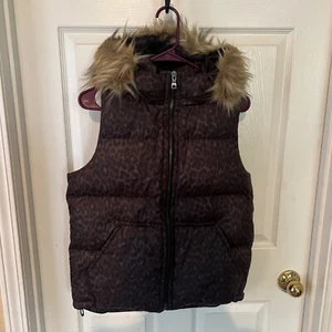🤩Coach Leopard Print Faux Fur & Duck Down Puffer Vest- Size Small - Picture 1 of 5