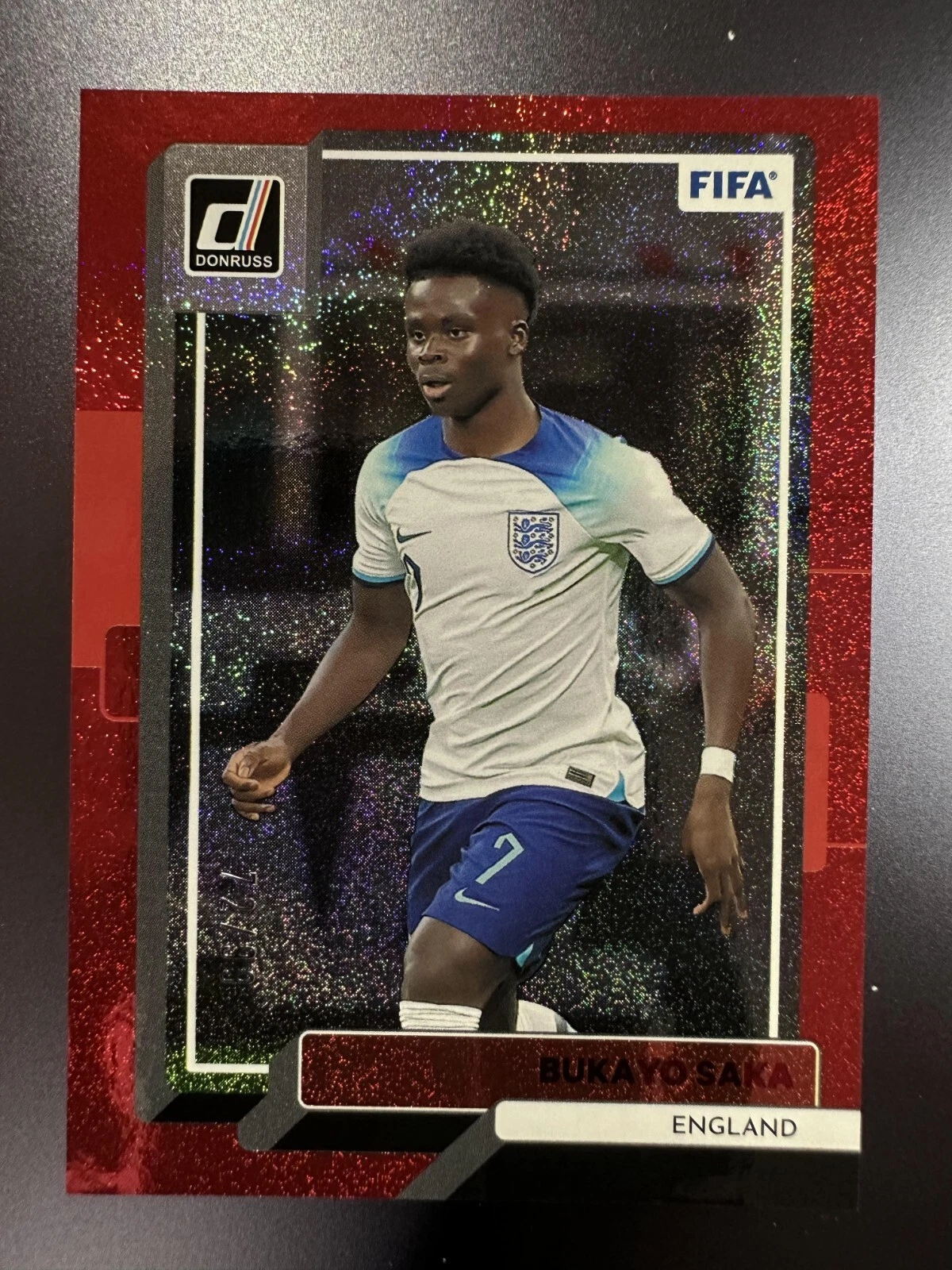 2022-23 Panini Donruss Soccer FIFA World Cup Bukayo Saka Red Prizm #26 72/99