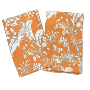 Lush Decor Dolores Light Filtering Orange Valances Birds & Floral Set of 2 - Picture 1 of 8