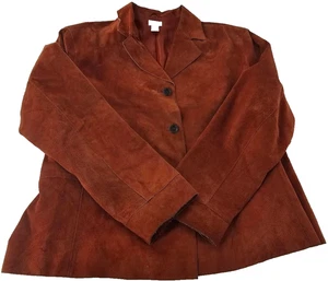 Chico's Design Damen Jacke Gr. 3 Burnt Orange Wildleder Leder Knopfleiste - Bild 1 von 7