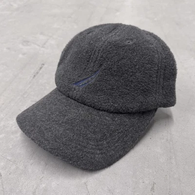 Vintage Nautica Fleece Winter Hat Fitted Cap Grey Navy Warm Winter Y2K Fuzzy - Image 1 of 4