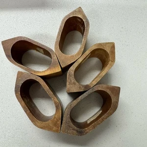 Juego de 5 servilleteros rectangulares de madera MCM vintage hechos en Filipinas - Imagen 1 de 8