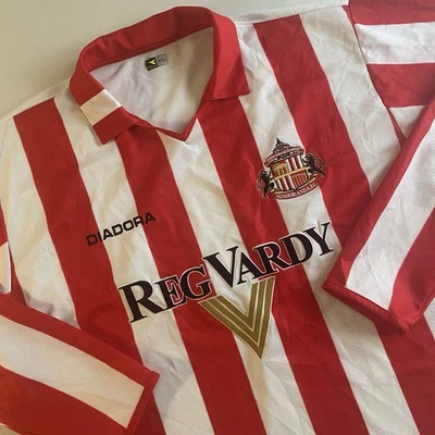 Sunderland Diadora Home Soccer Jersey Men 2XL Striped English Football Shirt - Image 1 of 4