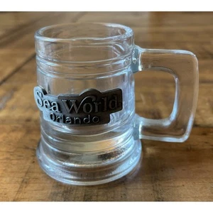 Sea World Shot Glass Souvenir Mini Beer Mug With Metal Decoration - Picture 1 of 5