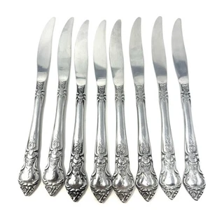 National Stainless Knives Rose and Leaf Flatware Japan 9” Solid Glossy Vintage 8 - Picture 1 of 2