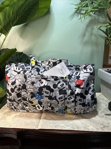 NEW Disney Grey Mickey & Minnie Print Duffel Bag / Weekender. 17”L x 9”H x 8”W - Picture 1 of 8