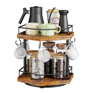 2 Ebenen Kaffee Bar Organizer Arbeitsplatte Station Regal für Home Office, Multi-F... - Bild 1 von 8