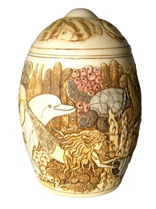 Jardinia Marble Resin Pot Detailed Mysteries of the Deep Mermaid Seabed Scene - Picture 1 of 9