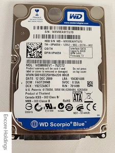Dell (Western Digital WD800BEVT-75ZCT1) Western Digital Scorpio Blue Hard PW059 - Picture 1 of 1