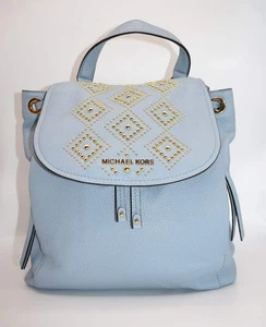 Mochila grande Michael Kors Riley de cuero con tachuelas en azul pálido - Imagen 1 de 16