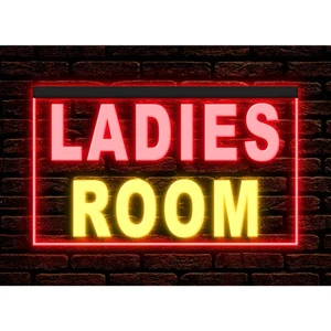 Dual Color Two Tone illuminated Neon Sign Ladies Room Toilet Restroom Home Decor - Picture 1 of 26