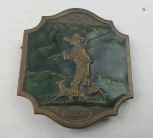 Vintage 1976 Bergamot Brass Works Coca Cola Boy Going Fishing Belt Buckle - Picture 1 of 2