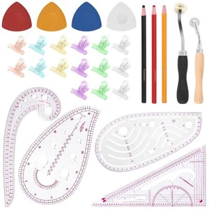 33Pcs Clear Metric Sewing Ruler Set Contains French Curve Pattern Making Rule... - Picture 1 of 7