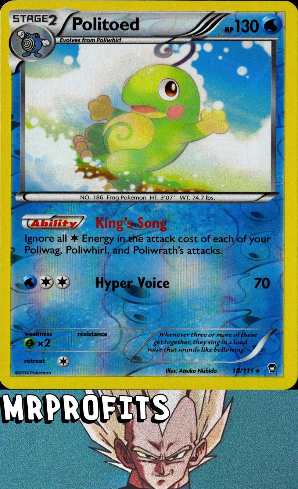 Pokemon - Politoed - 18/111 - Rare - Reverse Holo - XY - Furious Fists - LP/NM ✅