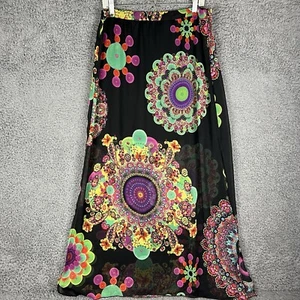 Desigual Size 8 A-Line Skirt Multicolor Sheer Maxi Lined Side Slit Boho Whimsy - Picture 1 of 16