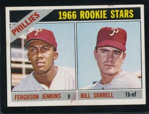 1966 Topps Fergie Jenkins RC #254 - Phillies - Ex+ (ink) - D1852
