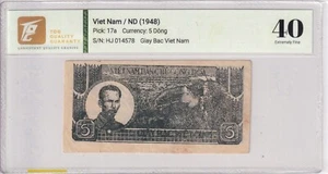 1948 Viet Nam 5 Dong Pick#17a 40 Extremely Fine - Picture 1 of 2
