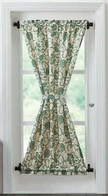 Cortina de porta floral verde 72"L fazenda campo 1 painel forrado e dorset amarrar atrás - Imagem 1 de 4