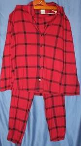 NWT Soma Womens Cool Nights Red Pajama Set L/S Top Large Banded Bottom Medium - Picture 1 of 15