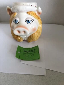 Süße skurrile große Vintage Miss Piggy Gesicht Jim Henson Muppets Tasse Keramik Org Etikett - Bild 1 von 6