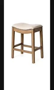 Maven Lane Adrien Saddle Backless Counter Stool, Weathered Oak (Open Box) - Picture 1 of 1