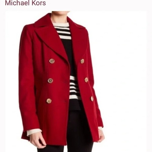 Giacca cappotto MICHAEL KORS rosso festivo misto lana pea taglia M