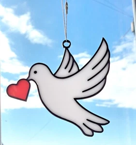 Dove of Peace Love Suncatcher Ornament. Garden Suncatcher. - Picture 1 of 3