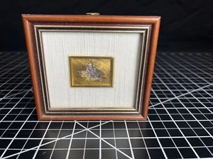 Mini cromolitografia Basilica Sacro Cuore placcata oro 23 carati Francia vintage anni 80 - Foto 1 di 5