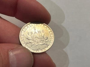 France 1 Franc Semeuse Silver Coin 1909 SUP (153-47/P4) - Picture 1 of 3