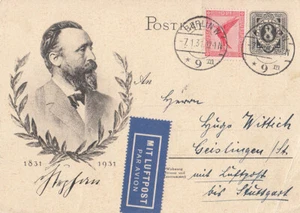 DR Ganzsache Luftpost Minr.P211 Zfr. Minr.379 Berlin 7.1.31 gel. Geislingen - Bild 1 von 2