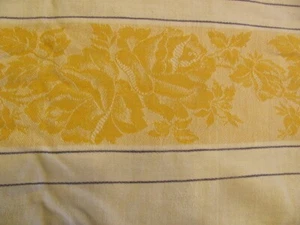 2 matching vintage cotton tablecloths white with gold floral borders - Picture 1 of 3