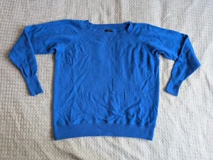 J Crew Collection Sweater Women Small Blue Italian Cashmere Pullover Crew Raglan - Picture 1 of 16