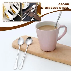 Long-handled Steel Spoon For Cooking Mixing Eating Soups and N9L5 X9G3 - Picture 1 of 15
