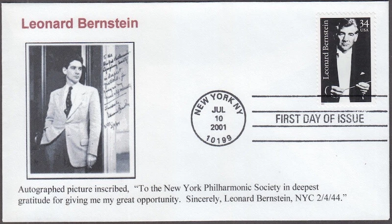 USA # 3521.1 FDC COMPOSER LEONARD BERNSTEIN - Image 1 of 1