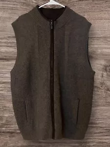 LL Bean Sweater Vest Waterfowl Full Zip Merino Lambs Wool Pockets Men’s 2XL EUC - Picture 1 of 11