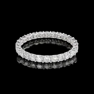 Womens 18K White Gold Band 1.50 Ct Lab Created Diamond Wedding 2.3 MM Round Cut - Picture 1 of 13