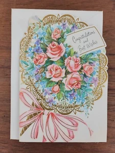 VTG 1963 BEST WISHES GREETINGS CARD & Envelope - CONGRATULATIONS AND BEST WISHES - Bild 1 von 6