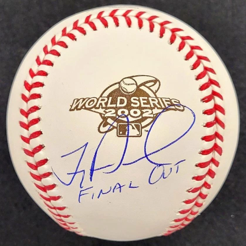 Troy Percival Firmado "Final Out" 2002 Serie Mundial Béisbol Automático BAS Beckett Foto 1 de 4