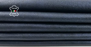 METALLIC BLUE BLACK ROUGH Thick Soft Lambskin Leather 2 skins 12+sqf 1.1mm C4533 - Picture 1 of 7